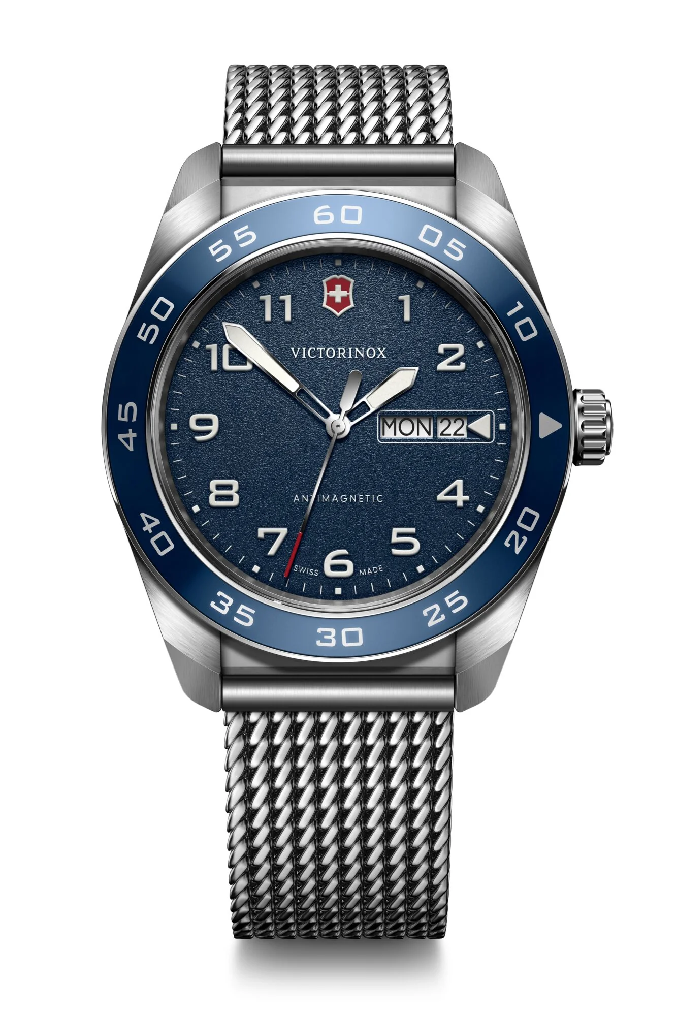 Victorinox Swiss Army Blue Dial Mesh Stainless Steel Band Mens Watch 242042