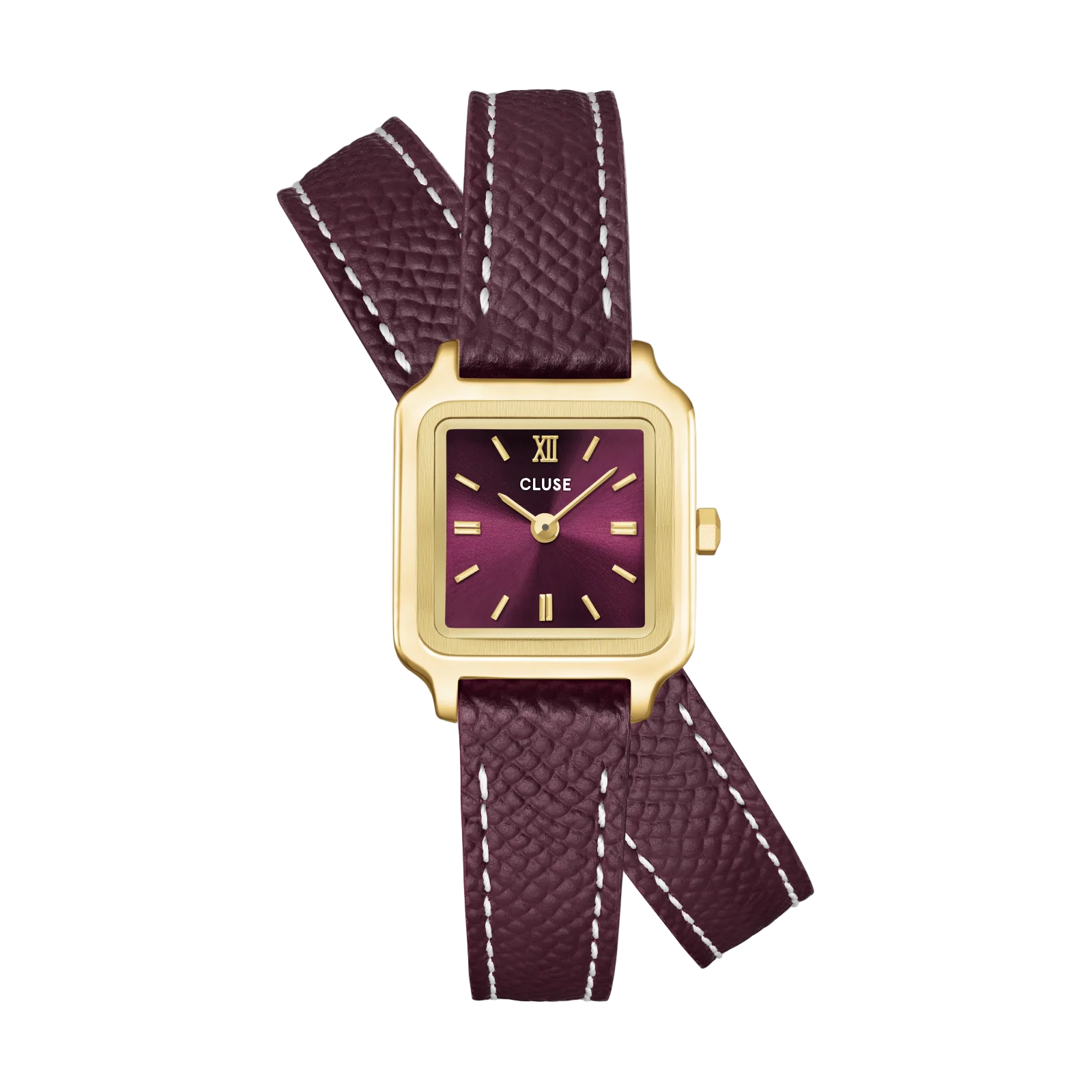 CLUSE Gracieuse Burgundy Mini Burgundy Leather Double Wrap Band CW15503