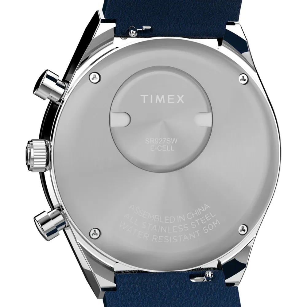 Timex Q Chronograph Blue Dial and Leather Band Watch TW2Y36100