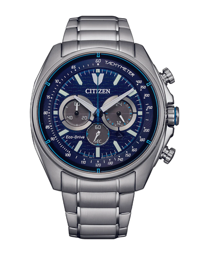 Citizen Eco-Drive Blue Dial Chronograph Dark Stainless Steel Watch CA4560-81L