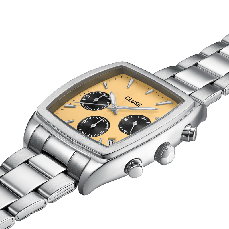 CLUSE Quartaut Chrono Yellow Dial Stainless Steel Band CW52004