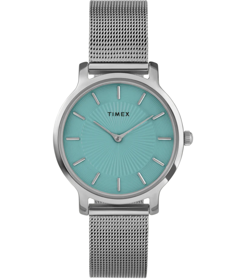 Timex Transcend 34mm Blue Dial Stainless Steel Silver Dial Watch TW2V10100