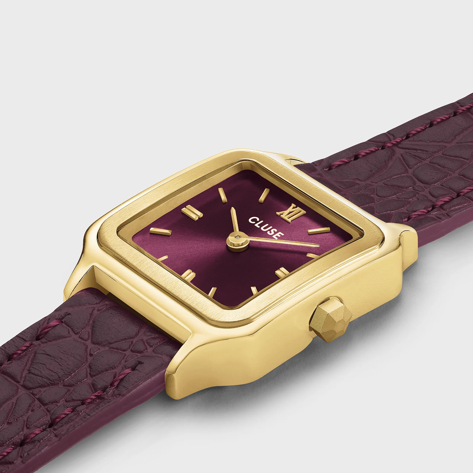 CLUSE Gracieuse Petite Wine Red Dial and Leather Double Wrap Band CW11822