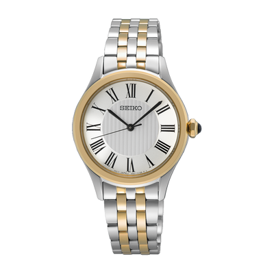 Seiko Conceptual Silver Gold Classic White Dial Watch SUR612P