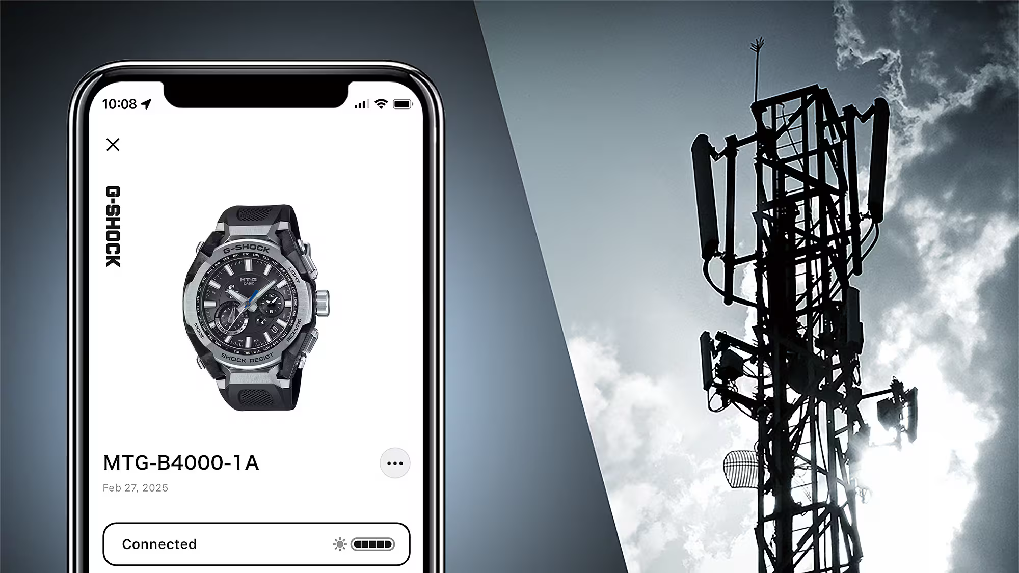 G-Shock MTG Ana Carbon Black Dial and Rubber Band Hybrid Bluetooth® Connectivity MTGB4000-1A