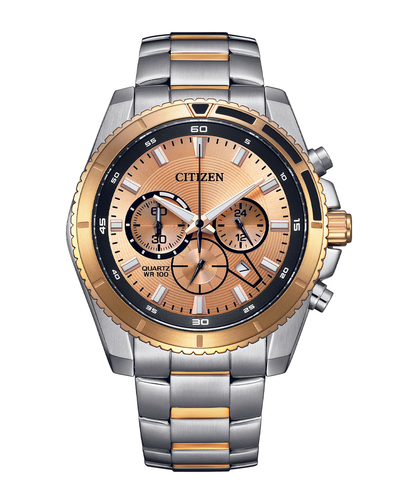 Citizen Quartz Sports Chronograph Two-Toned Brown Dial Men's Watch AN8204-59X