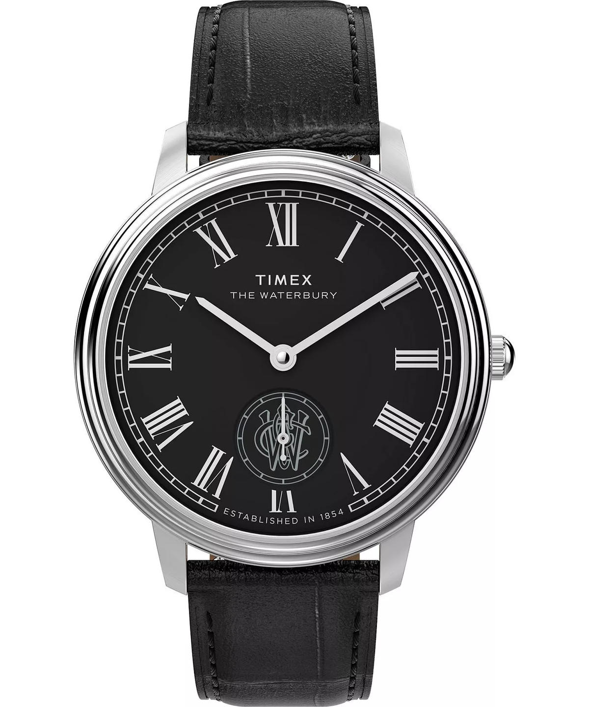 Timex Waterbury Metropolitan Sub-Second 39mm Black Leather Band and Dial Watch TW2Y23200