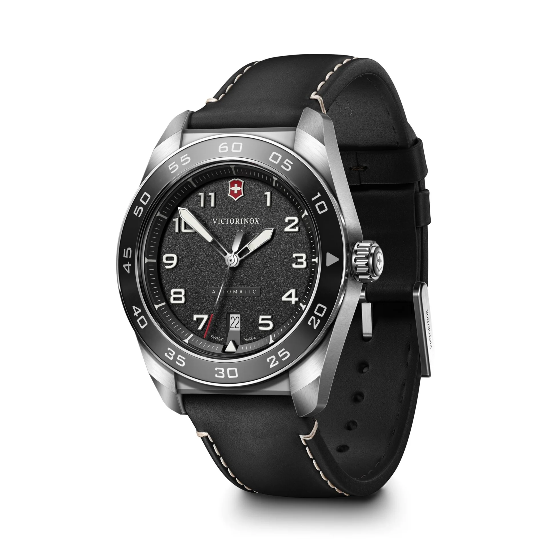 Victorinox Swiss Army Automatic Black Dial and Leather Band Mens Watch 242044