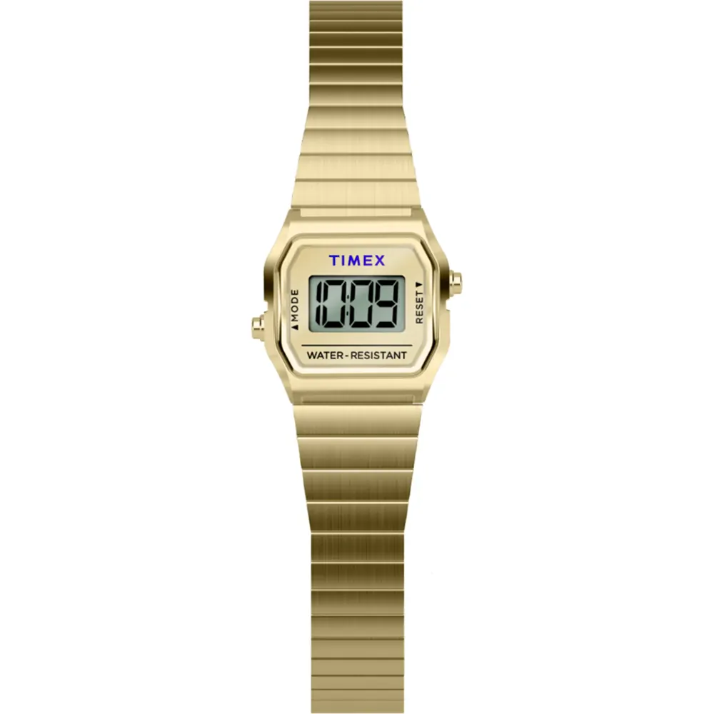 Timex T80 Digital Gold Stainless Steel Teeny Tiny Watch TW2Y46600