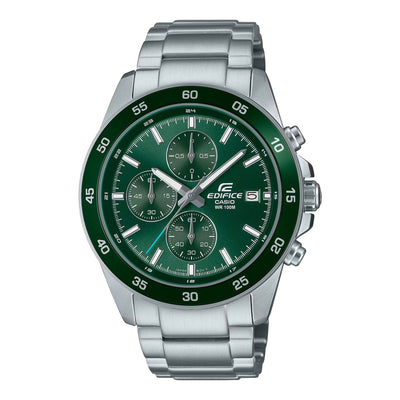 Casio Edifice Silver Stainless Steel Green Dial Watch EFR526D-3A