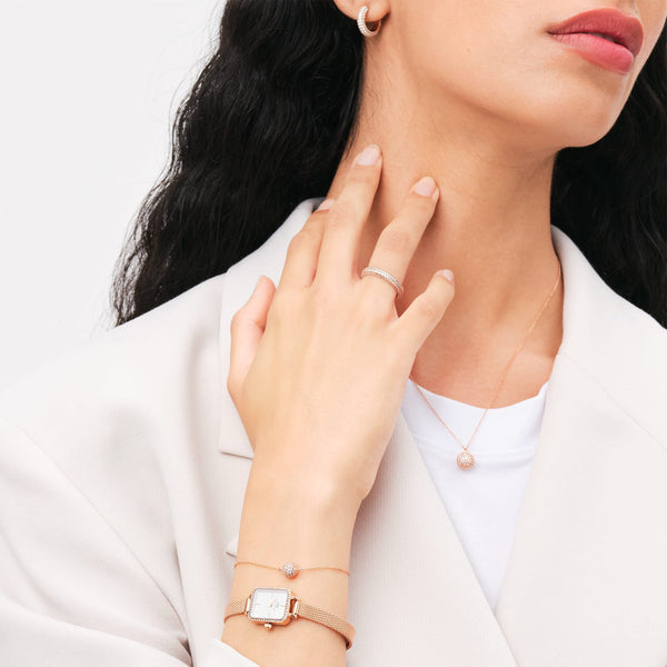Daniel Wellington Pavé Crystal Pendant Rose Gold Bracelet DW00400626