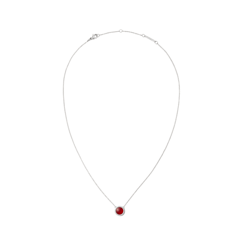 Daniel Wellington Audrey Red Agathe Silver Necklace DW00401452
