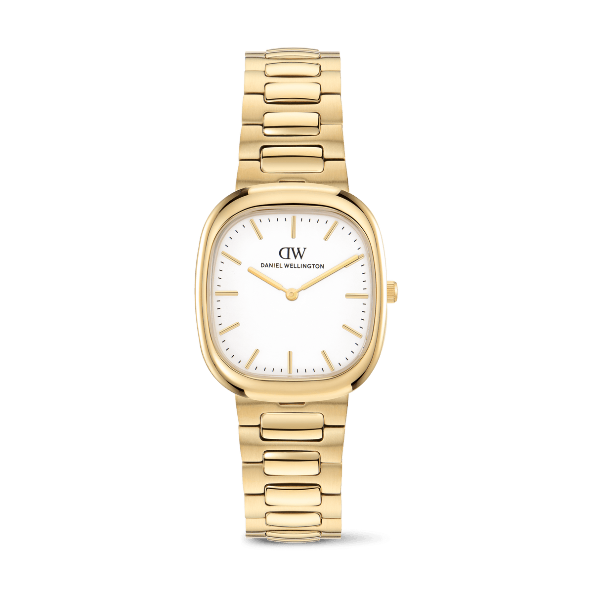 Daniel Wellington Cort H-Link White Gold DW00100985 men's watch with white sunray dial and gold link strap