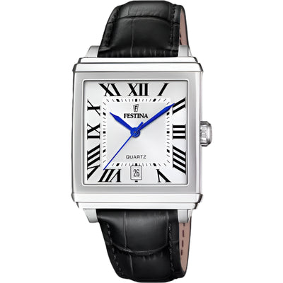 Festina Silver Dial Black Leather Strap Watch f20681/1