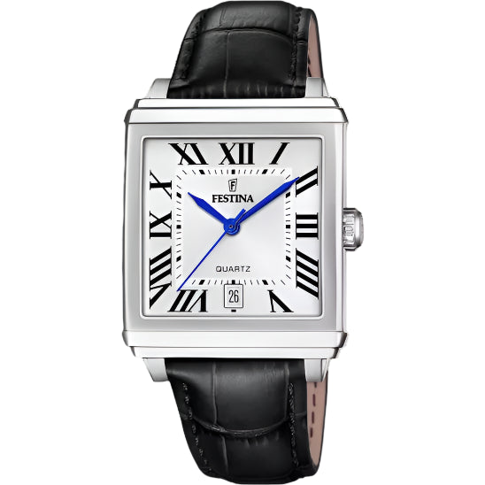 Festina Silver Dial Black Leather Strap Watch f20681/1