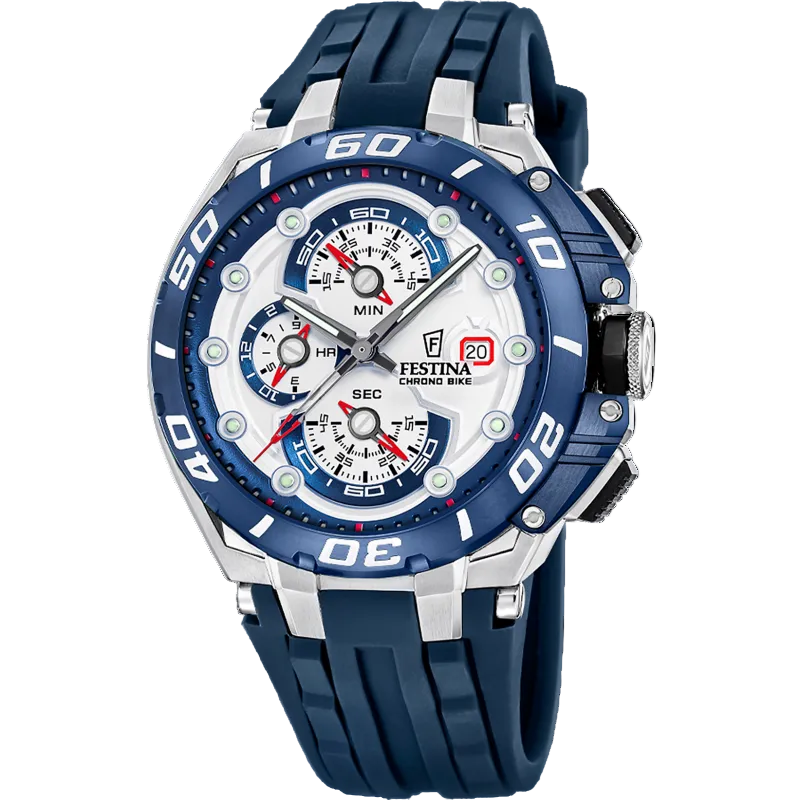 Festina ChronoBike White Dial Blue Rubber Strap Men's Watch F20755/1