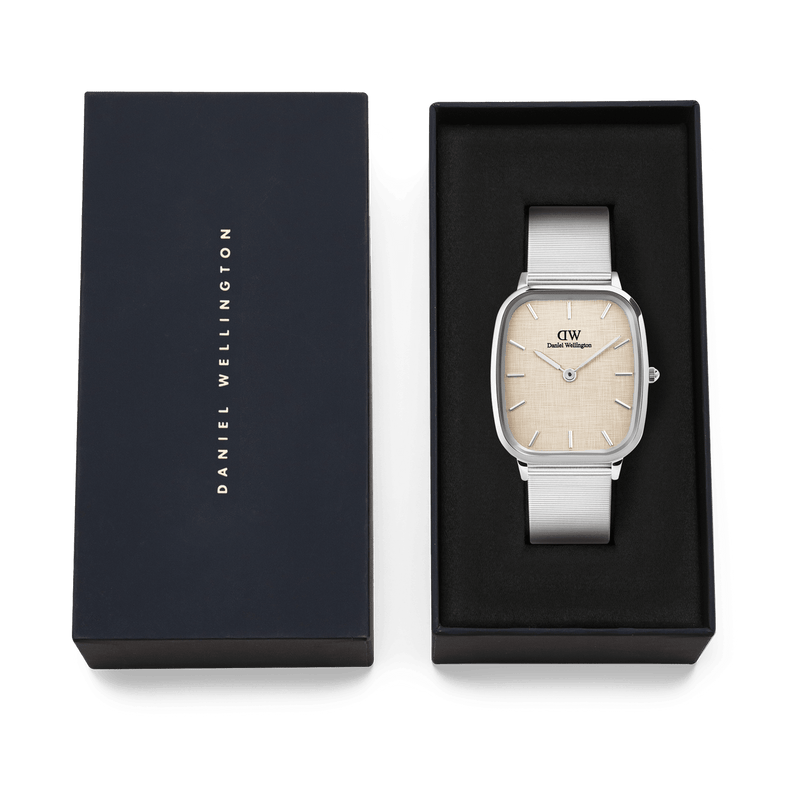Daniel Wellington Marlon Sterling Wire Vintage Linen Pattern Dial Watch DW00100812