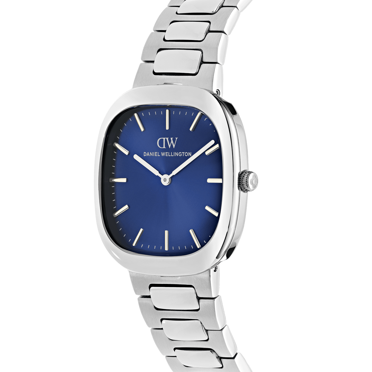 Daniel Wellington Cort H-Link Arctic Silver DW00100986 men's watch with blue sunray dial and silver link strap