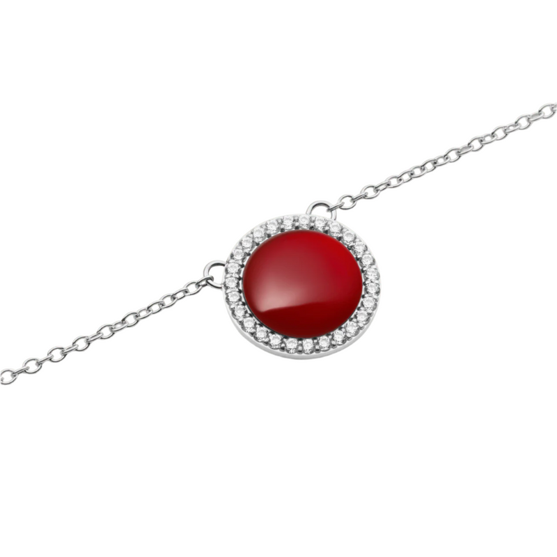 Daniel Wellington Audrey Red Agathe Silver Necklace DW00401452