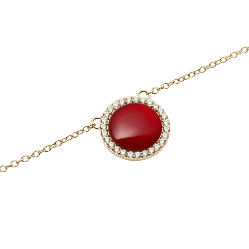 Daniel Wellington Audrey Red Agathe Gold Necklace DW00401440