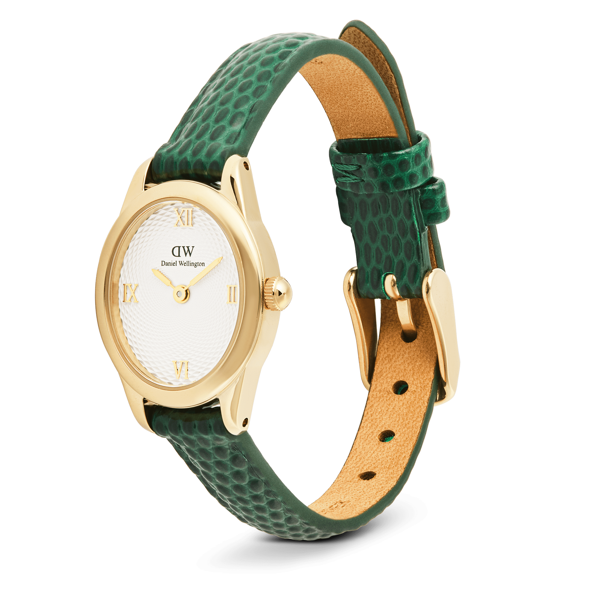 Daniel Wellington Ophelia Mini Green Lizard White Guilloché Gold