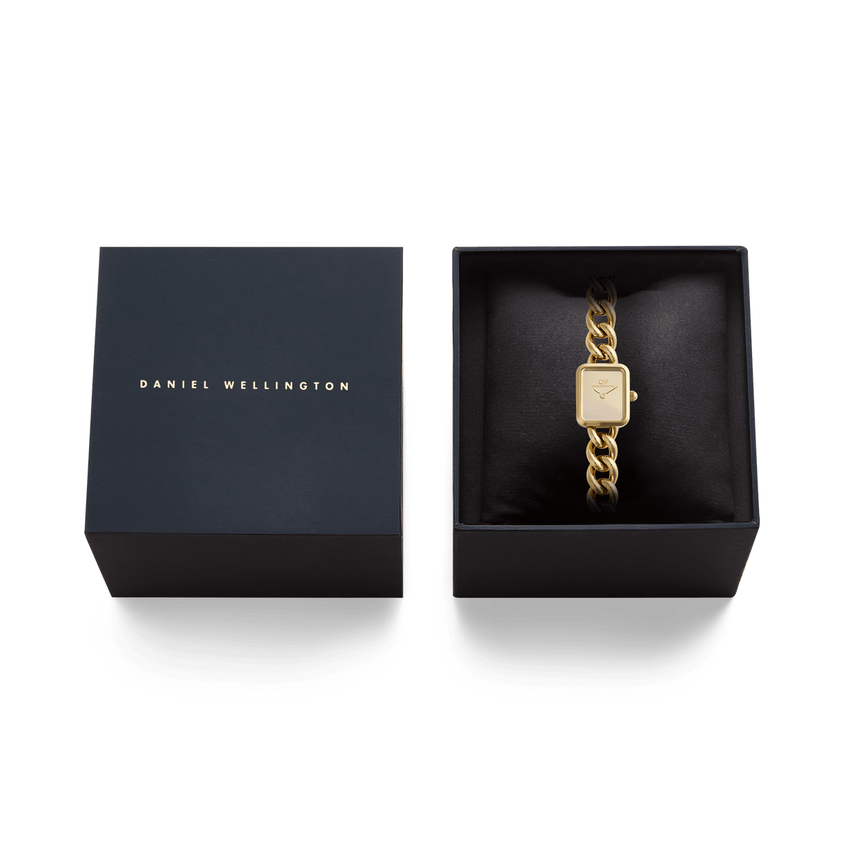 Daniel Wellington Jolie Chain Reflection Gold DW00100971 women's watch with gold mirror dial and gold link strap