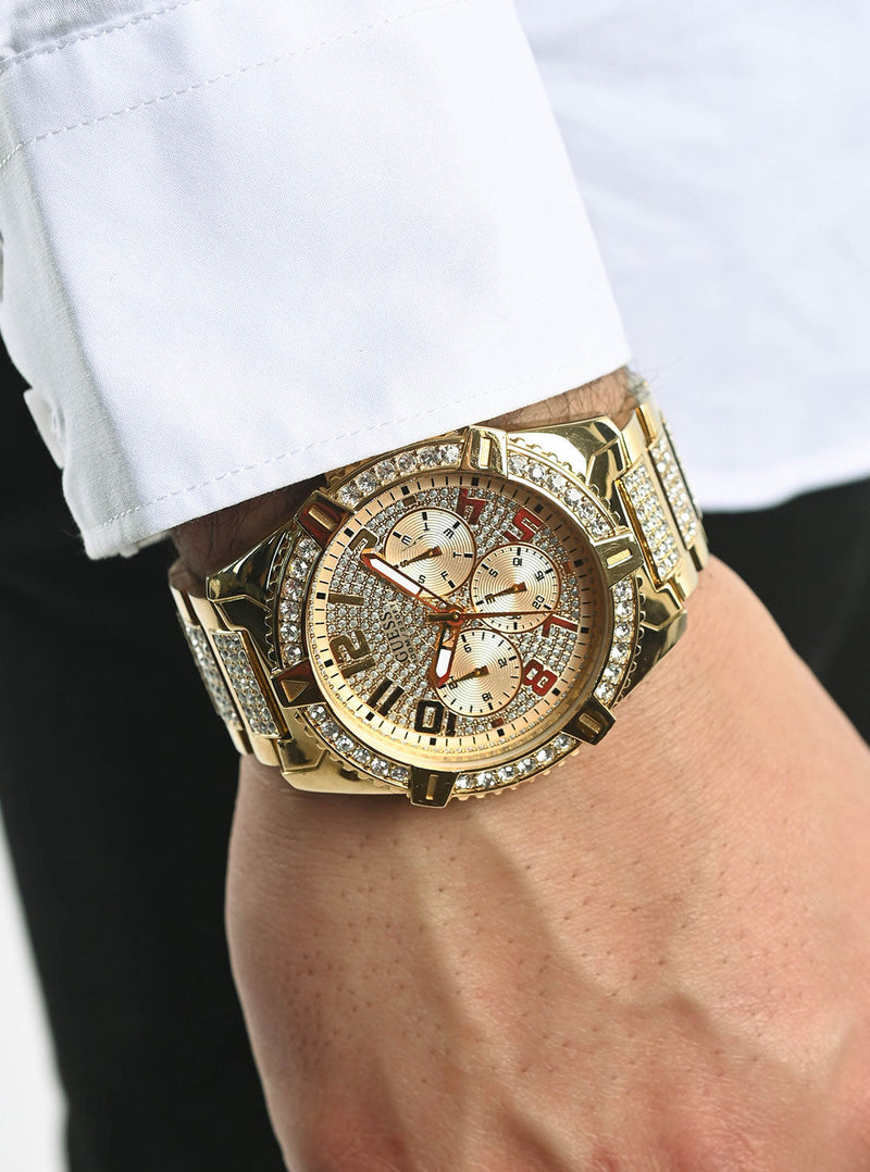 Guess Frontier Gold Dial Gold Tone Multi-function Watch W0799G2