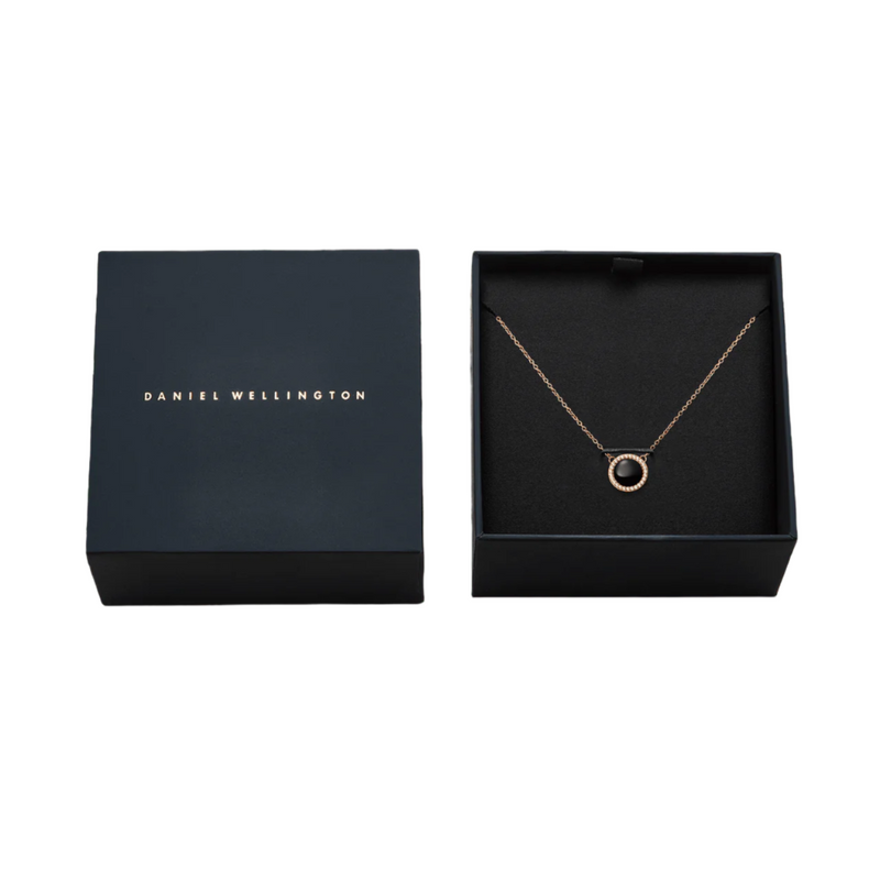 Daniel Wellington Audrey Black Agathe Rose Gold Necklace DW00401450