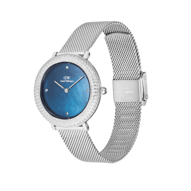 Daniel Wellington Crystalline Bezel Sterling Blue Dial Watch DW00100825