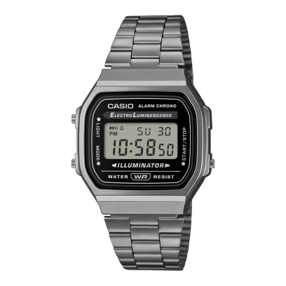 Casio Classic Digital Grey Stainless Steel White Dial Watch A168WGG-1A