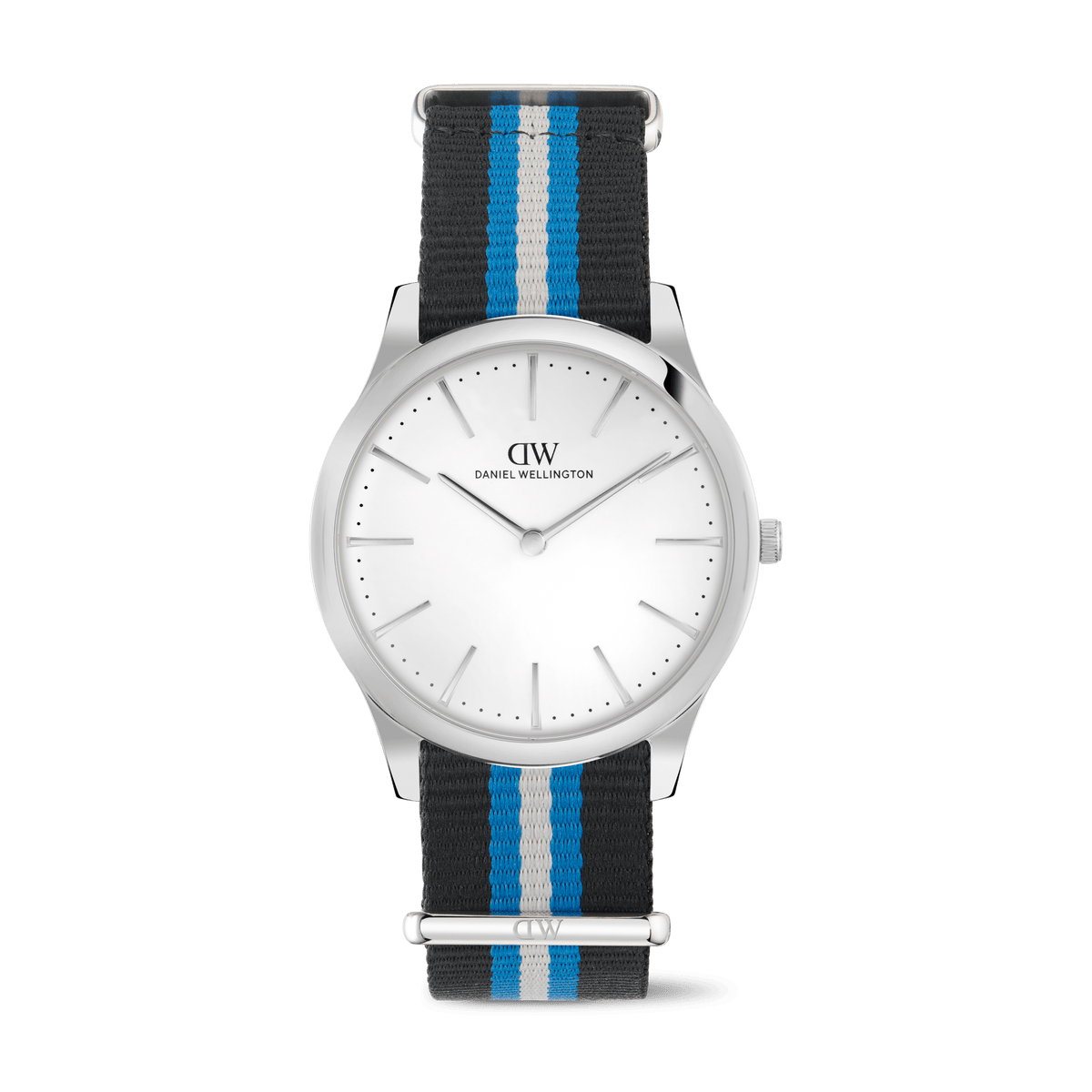 Daniel Wellington Pathfinder Sherborne Frost-White Silver DW00100982 men's watch with white sunray dial and two-tone nato strap