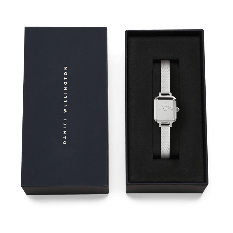 Daniel Wellington Quadro Mini Mirror Reflection Silver Dial Watch DW00100800