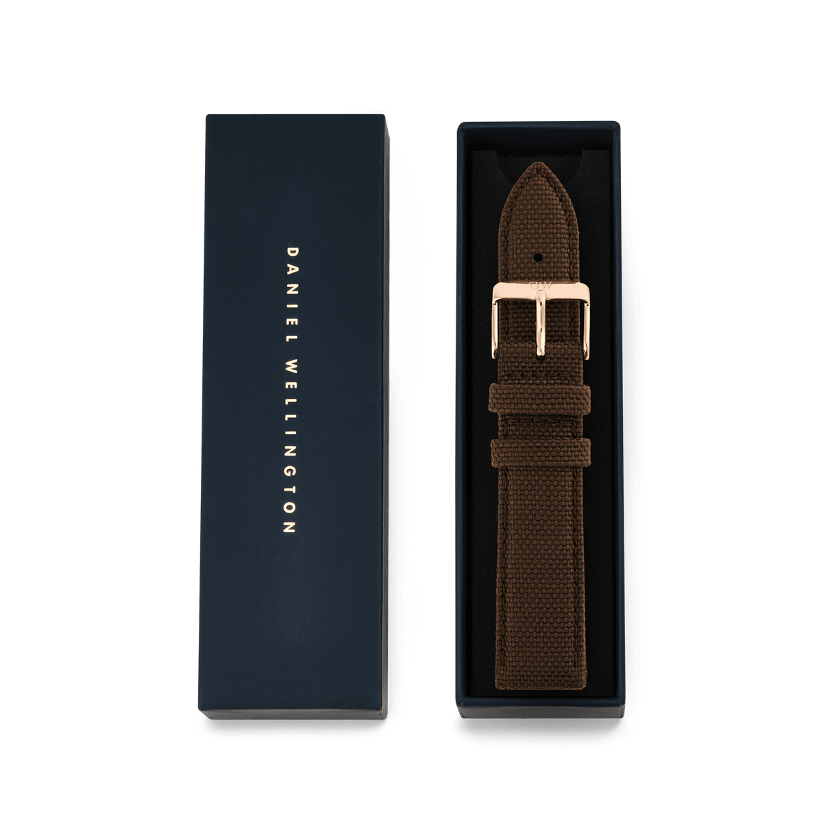 Daniel Wellington Brown Canvas Strap Rose Gold nylon canvas watch strap with recycled stainless steel pin buckle