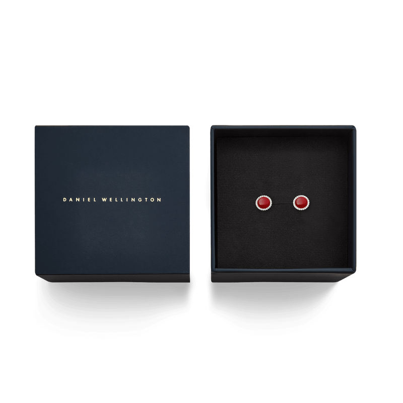 Daniel Wellington Audrey Earrings Red Agathe Silver DW00401416