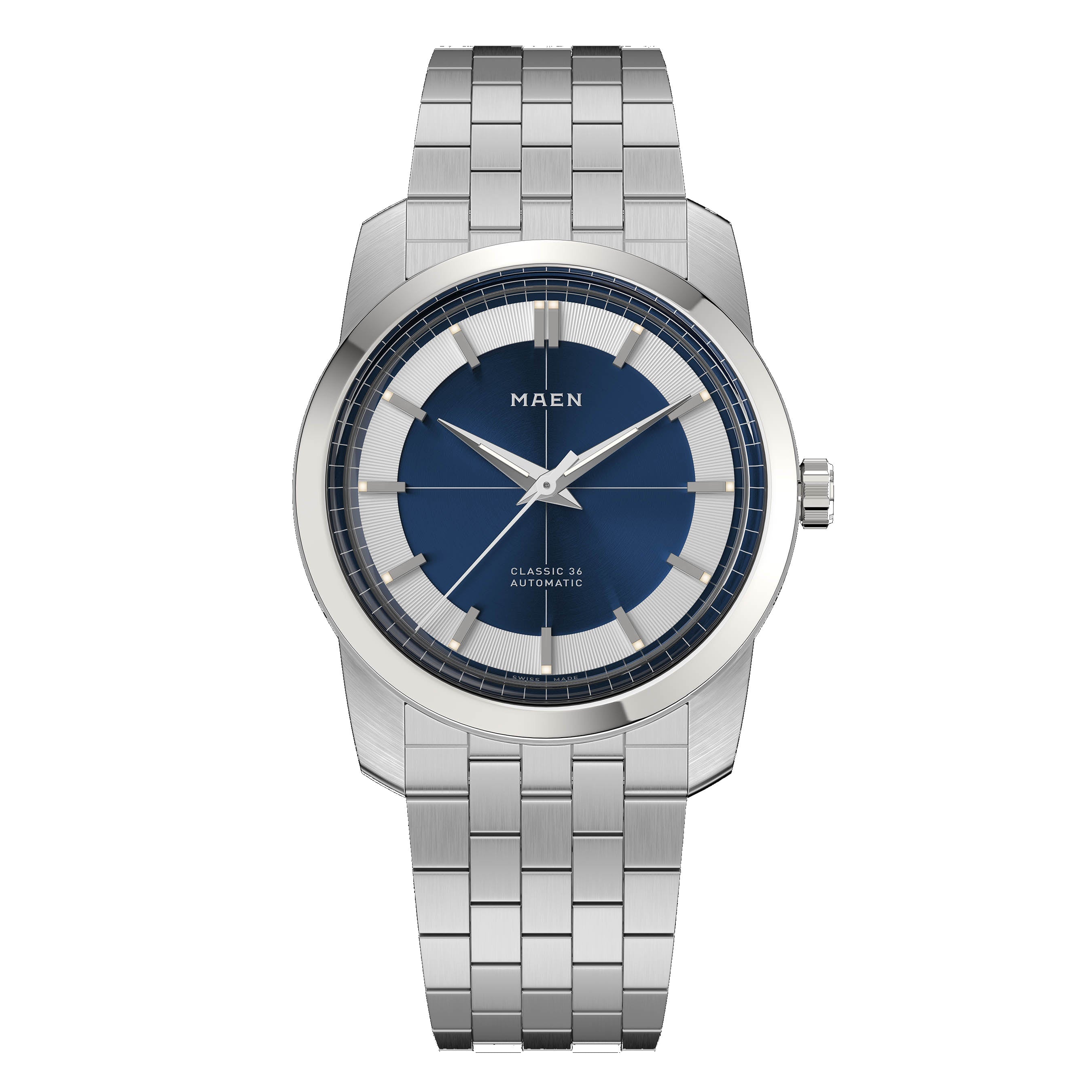 MAEN MAEN Classic 36 White Dial Automatic Watch M7.2.1 - Classic36 Front Bracelet