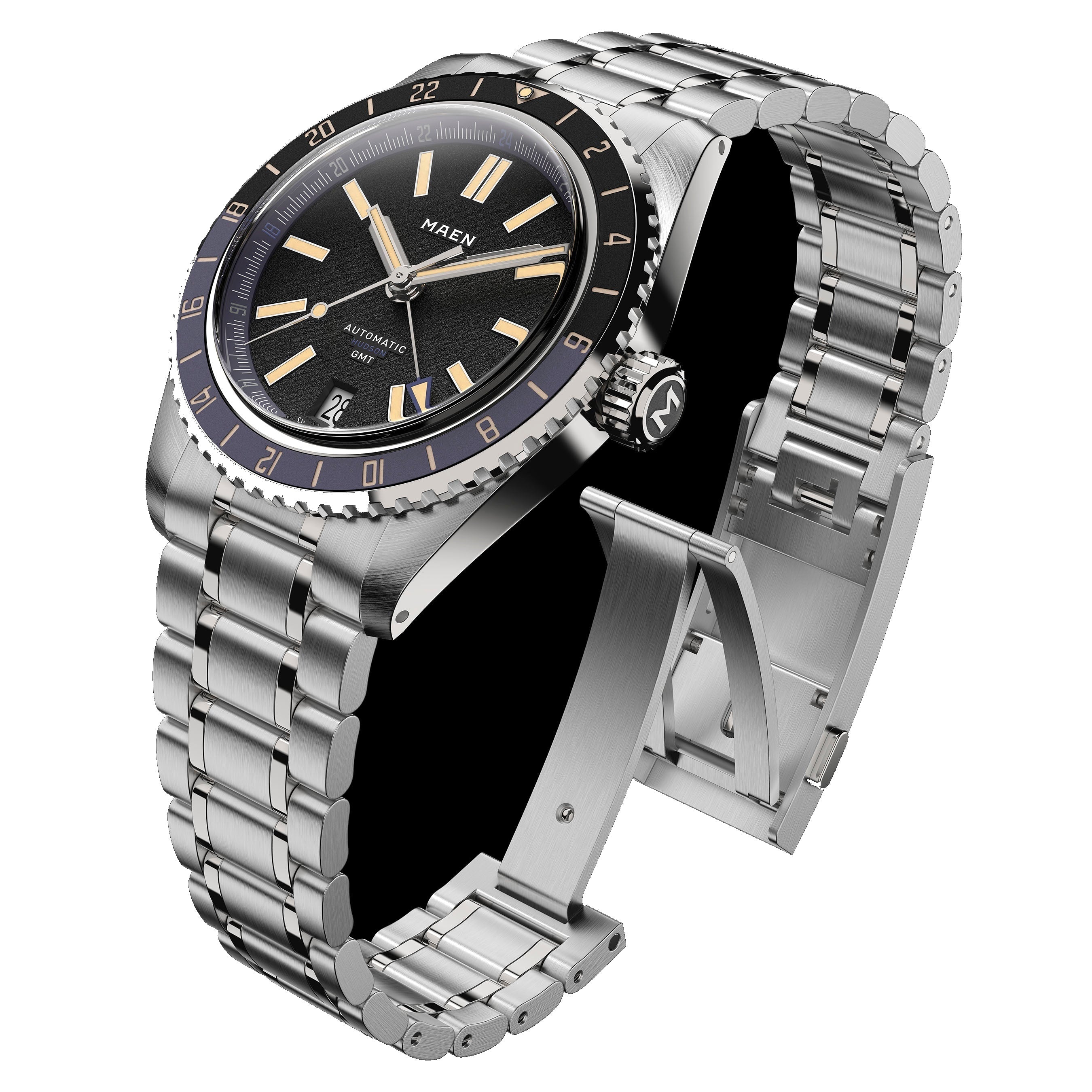 MAEN MAEN Hudson 38 GMT MKII Blue Dial Automatic Watch M1.3.5 - 34 OPEN BLUE