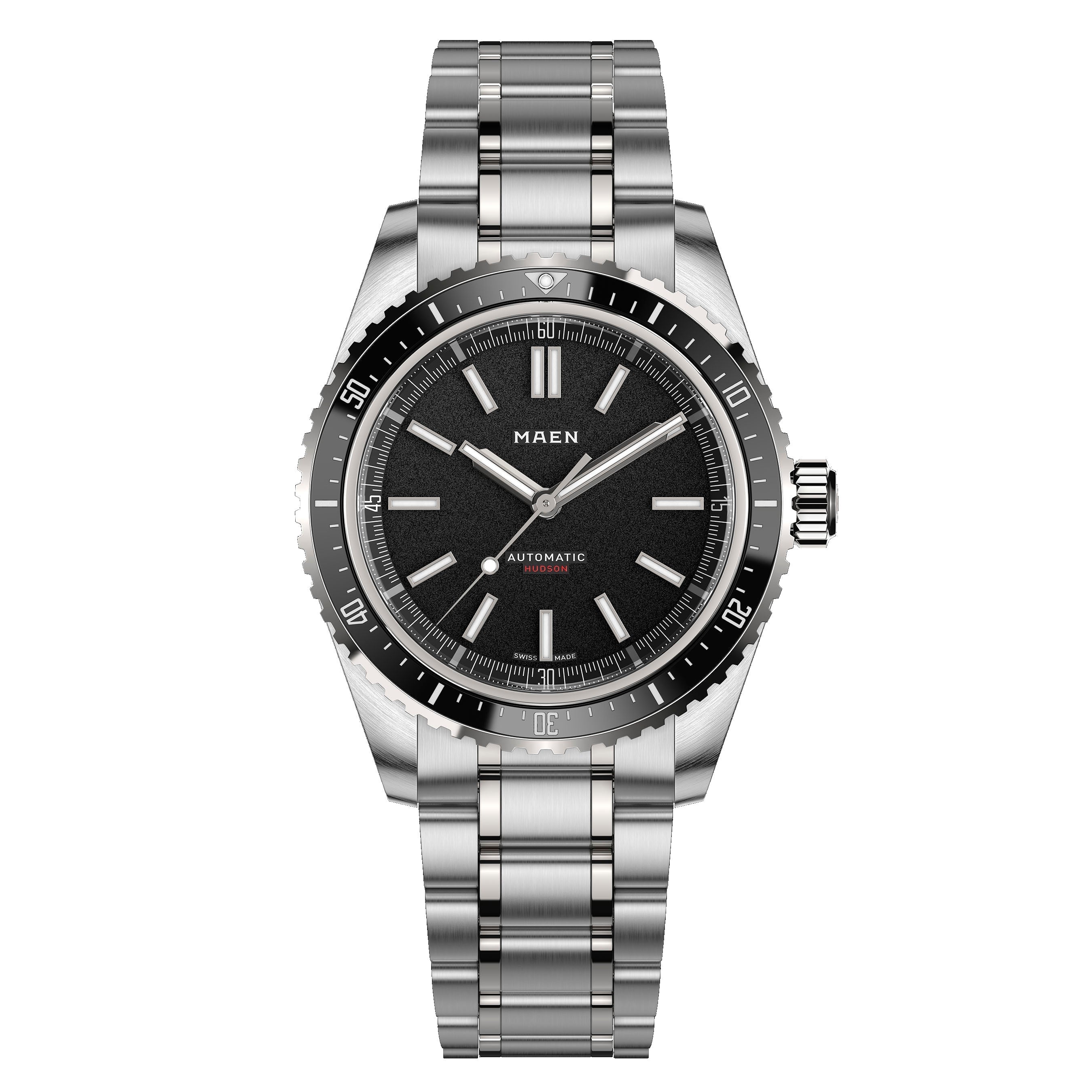 MAEN MAEN Hudson 38 MK5 Black Dial No Date Automatic Watch M1.1.7 - Front black noDate