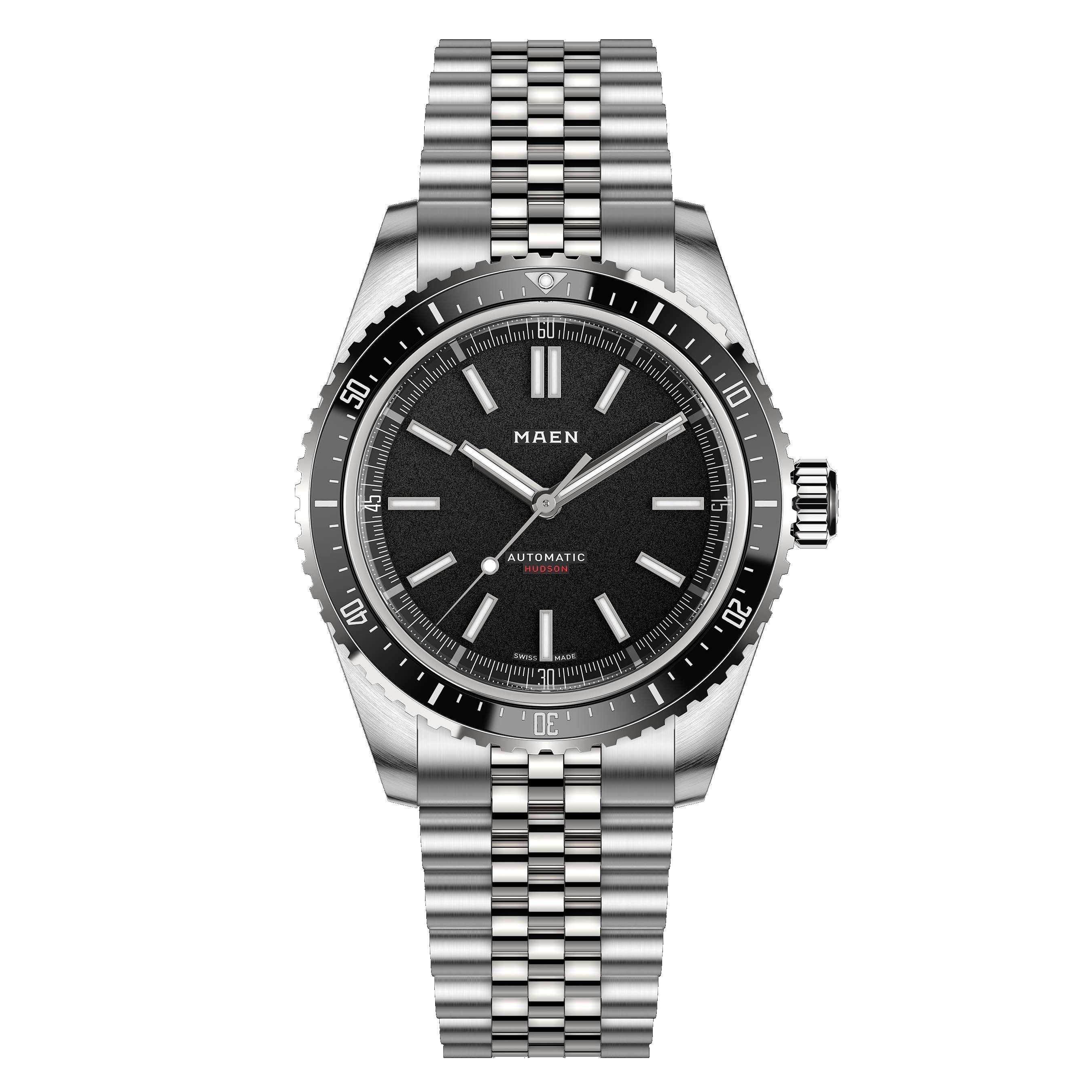 MAEN MAEN Hudson 38 MK5 Black Dial No Date Automatic Watch M1.1.7 - Jubilee SKU3