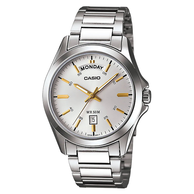 Casio Analog Day-Date Silver Dial Watch MTP1370D-7A2