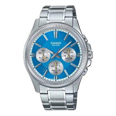 Casio Analog Blue Dial Stainless Steel Watch MTP1375D-2A2