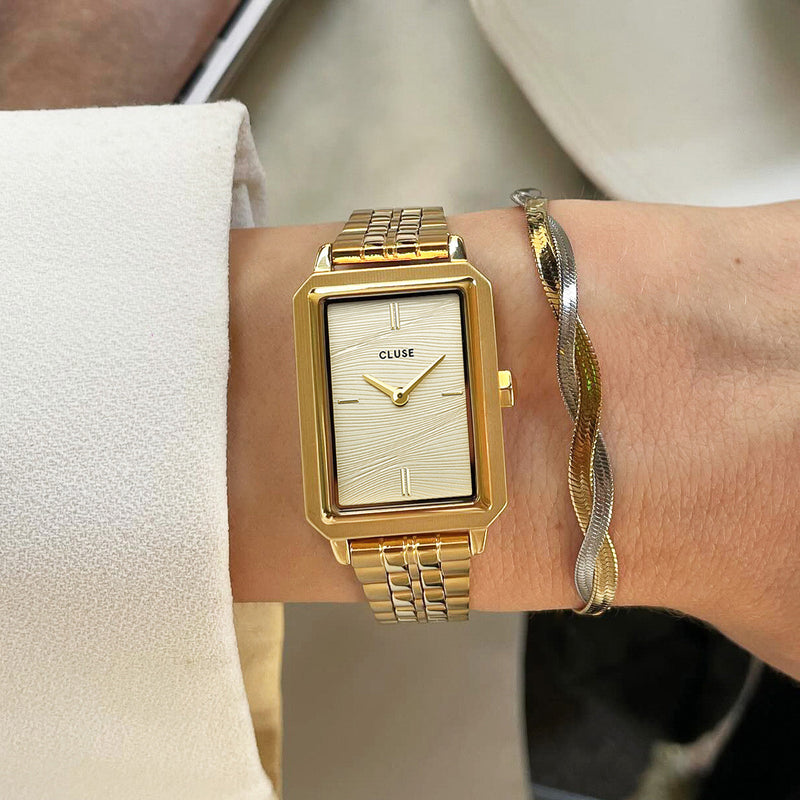 CLUSE Fluette Gold Sand Textured Gold Link Watch CW11511