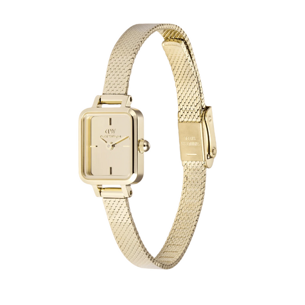 Daniel Wellington Quadro Mini Mirror Reflection Gold Dial Watch DW00100801