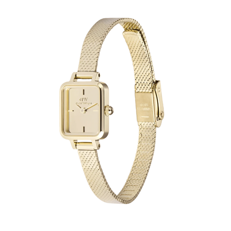 Daniel Wellington Quadro Mini Mirror Reflection Gold Dial Watch DW00100801