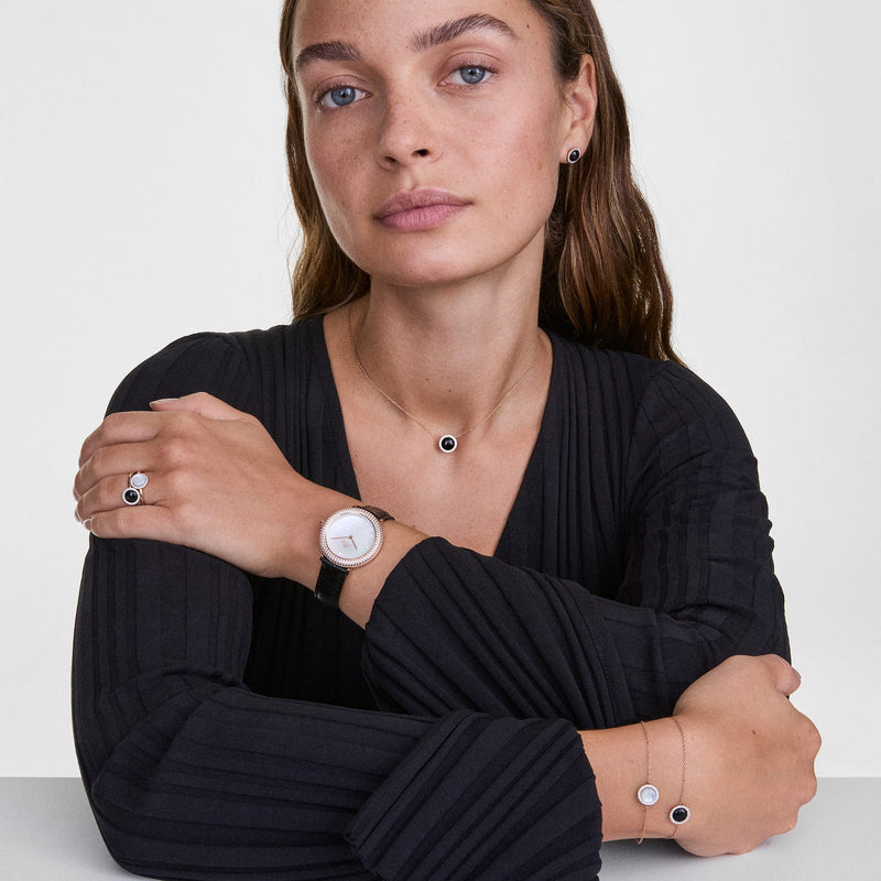 Daniel Wellington Audrey Black Agathe Rose Gold Necklace DW00401450
