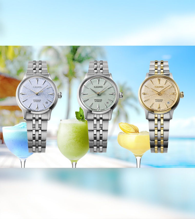 Seiko Presage Daytime 'Frozen Mojito' Automatic Blue Green Dial Watch with Diamonds SRPL63J