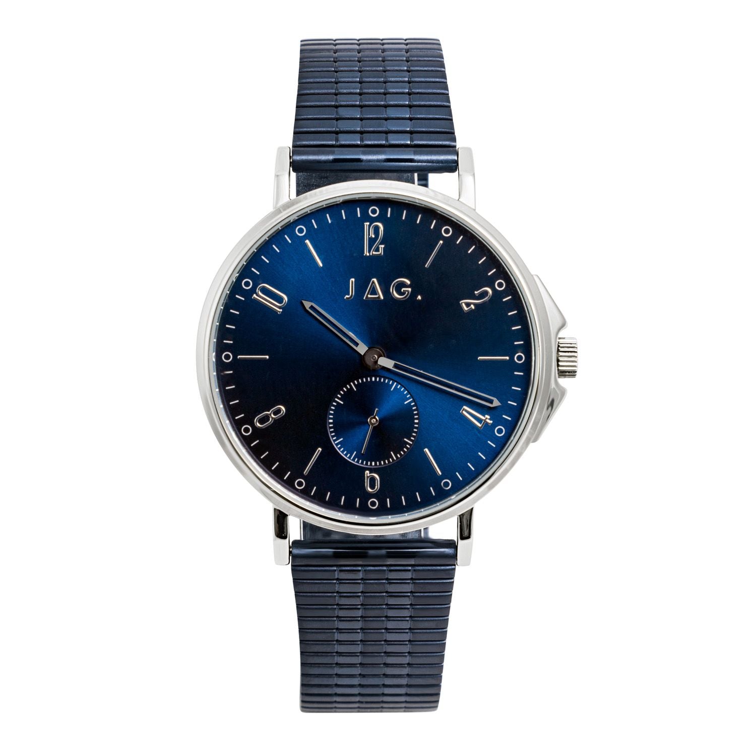 Wristwatch with a blue face and matching blue strap.