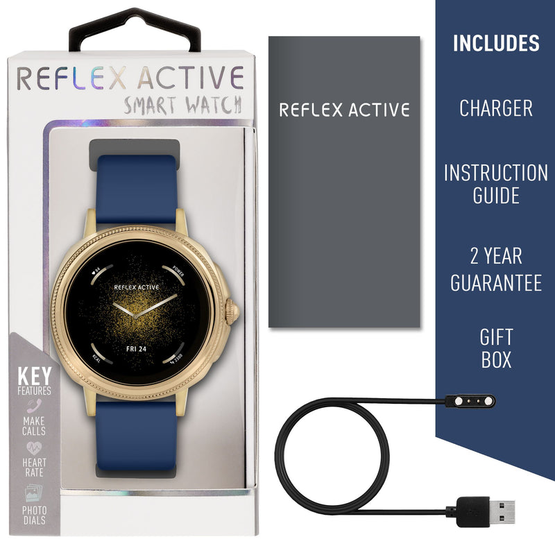 Reflex Active Series 25 - Gold Case & Navy Silicon Strap Watch RA25-2178