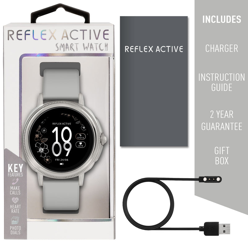 Reflex Active Series 25 Silver Case & Grey Silicone Strap Watch RA25-2179