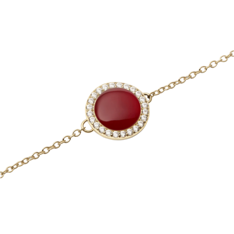Daniel Wellington Audrey Red Agathe Gold Bracelet DW00401422