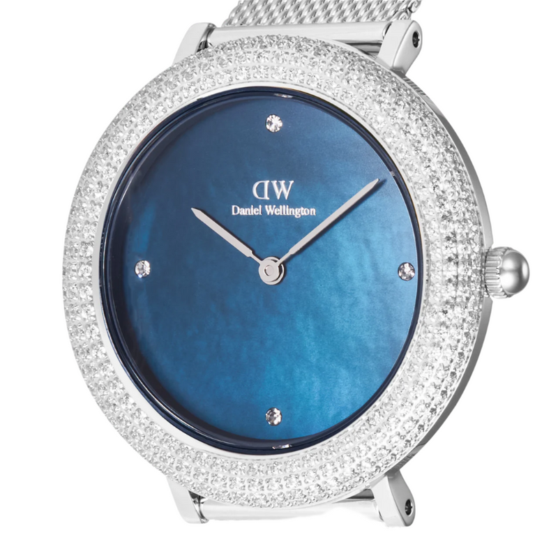 Daniel Wellington Crystalline Bezel Sterling Blue Dial Watch DW00100825